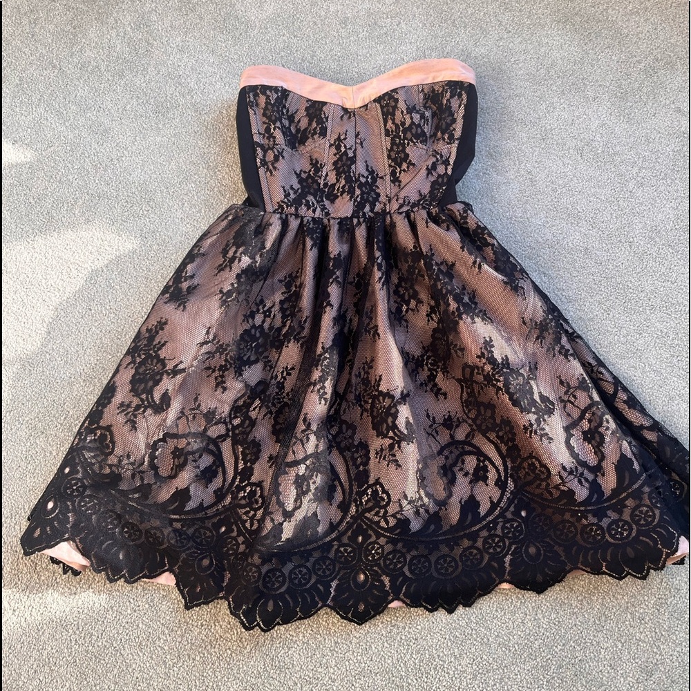 Strapless Black Lace Dress